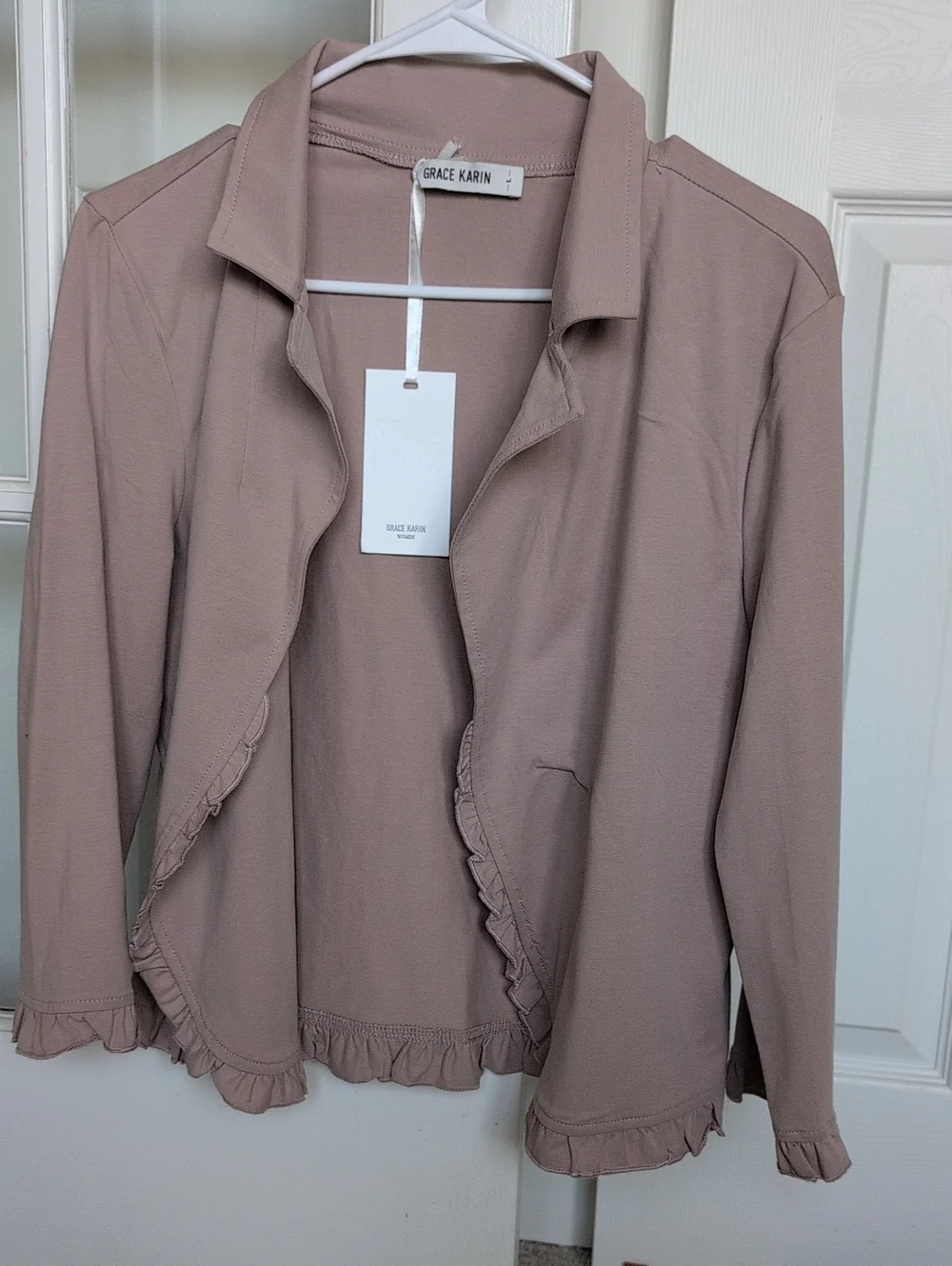 Grace Karin Blazer in Dusty Rose with Ruffle Trim